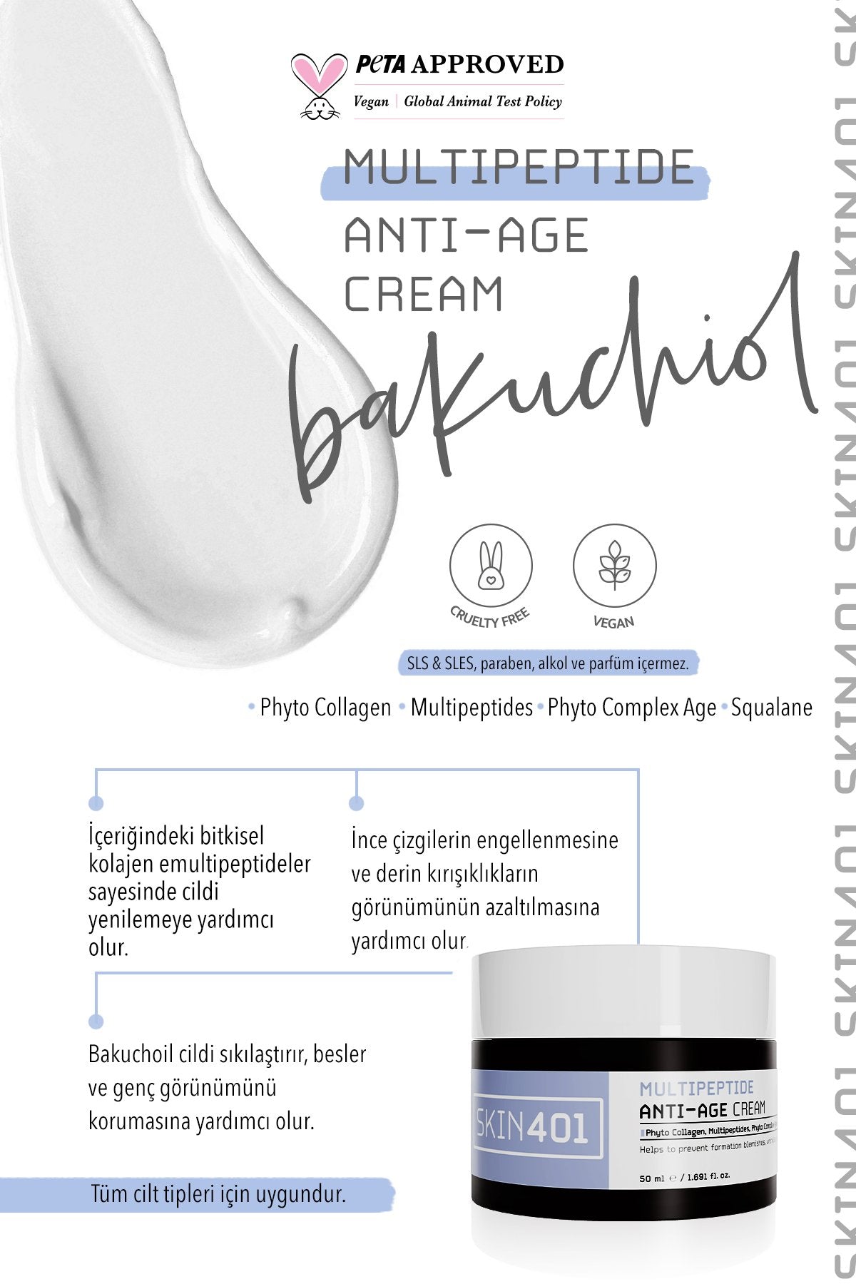Skin401 Multipeptide Bakuchiol Anti-age Cream 50 ml - Flavuscom
