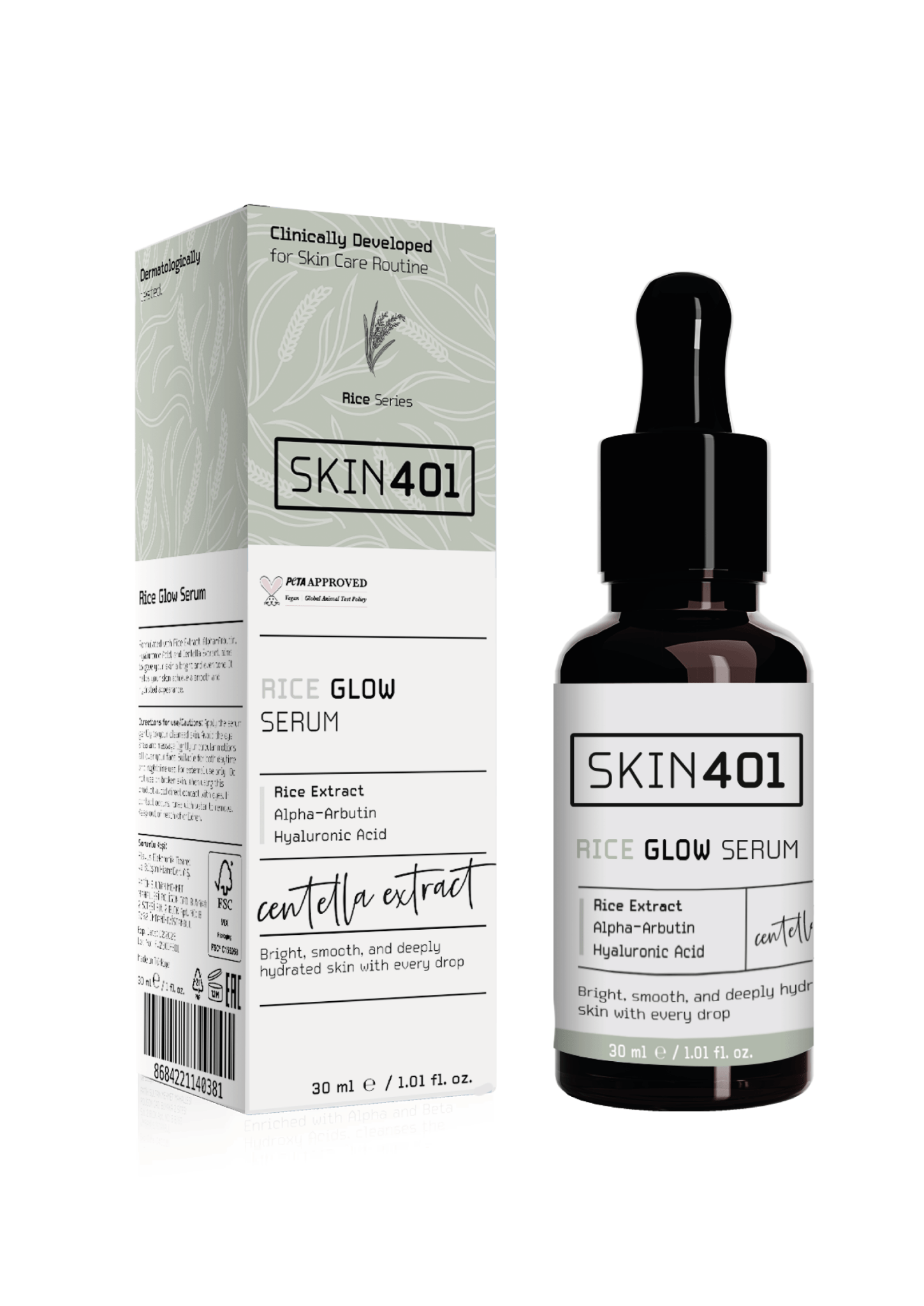 Skin401 Pirinç Özlü Aydınlatıcı ve Parlaklık Etkili Serum 30ml - Flavuscom