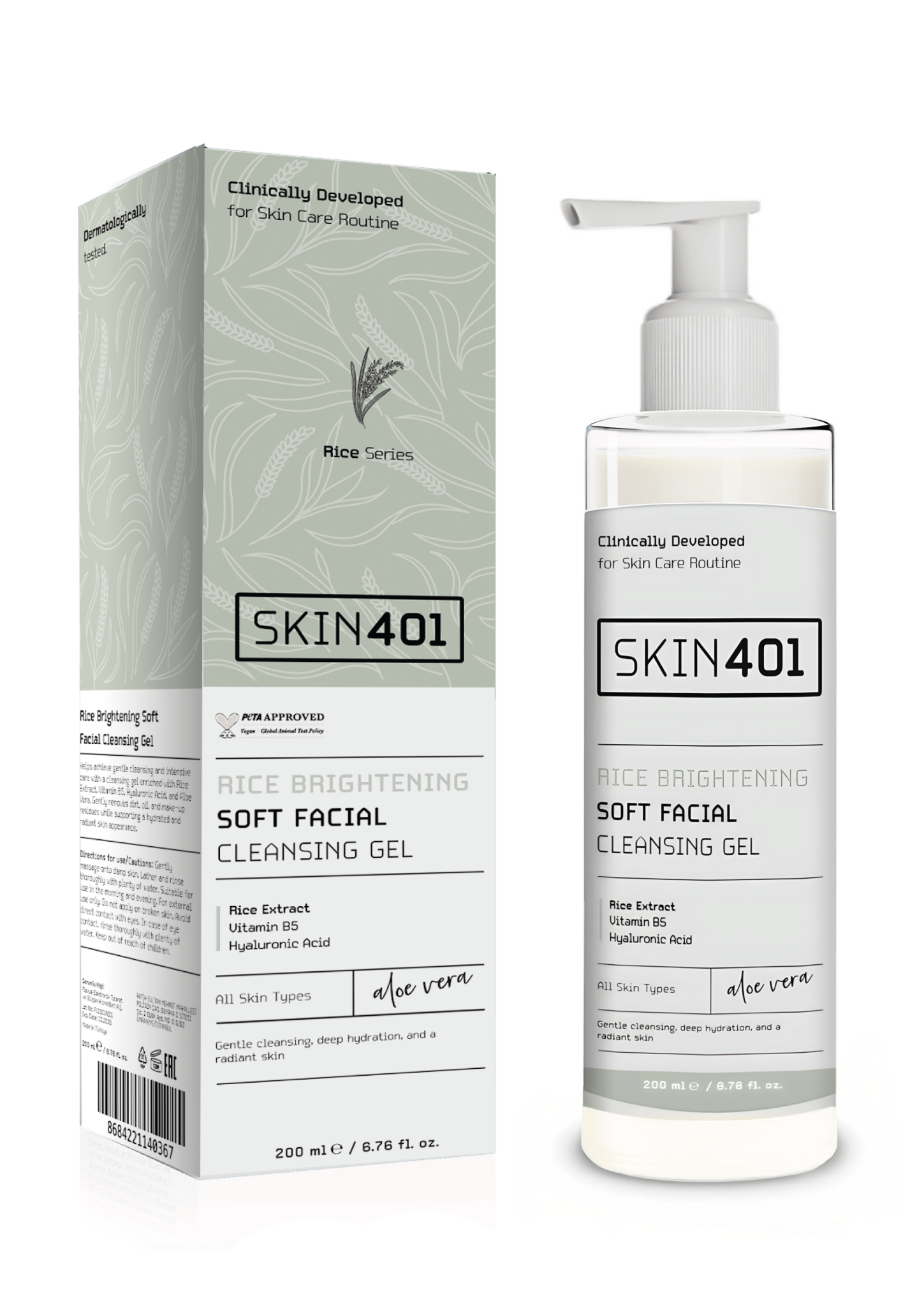 Skin401 Pirinç Özlü Aydınlatıcı Yüz Temizleme Jeli 200 ml – SKIN401