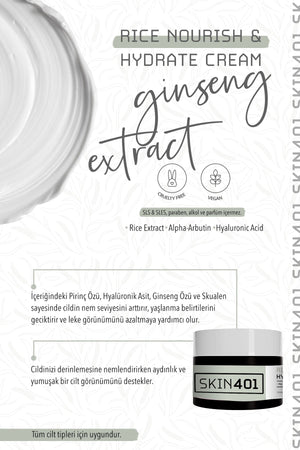 Skin401 Pirinç Özlü Besleyici & Nemlendirici İpeksi Krem 50ml - Flavuscom