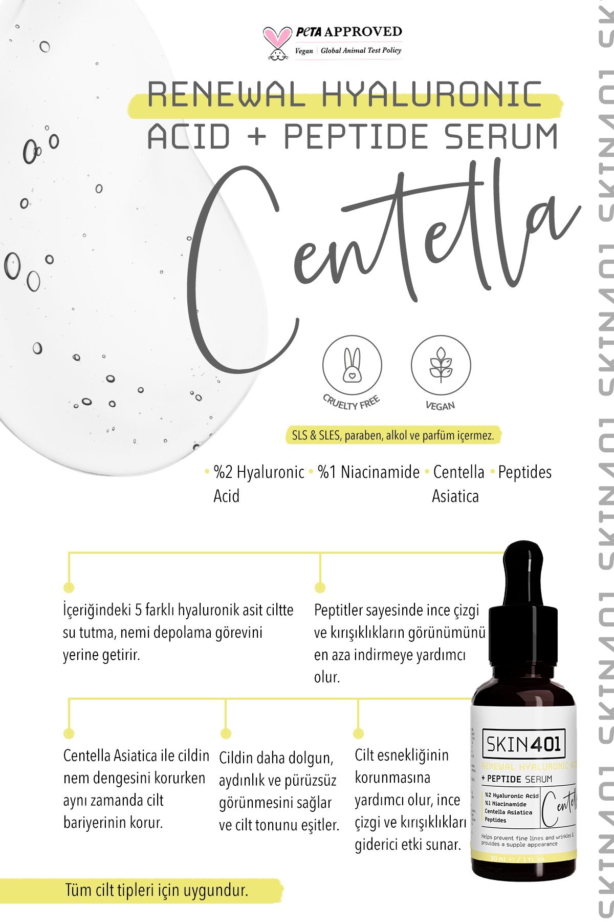 Skin401 Renewal 2% Hyaluronic Acid + Peptide Serum - Flavuscom