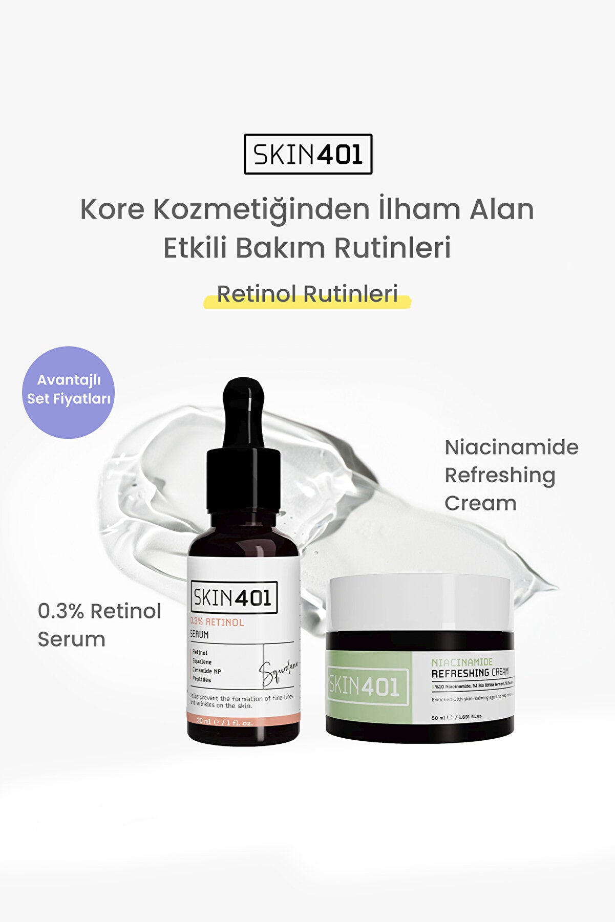 Skin401 Retinol ve Niacinamide Bakım Rutini - Flavuscom