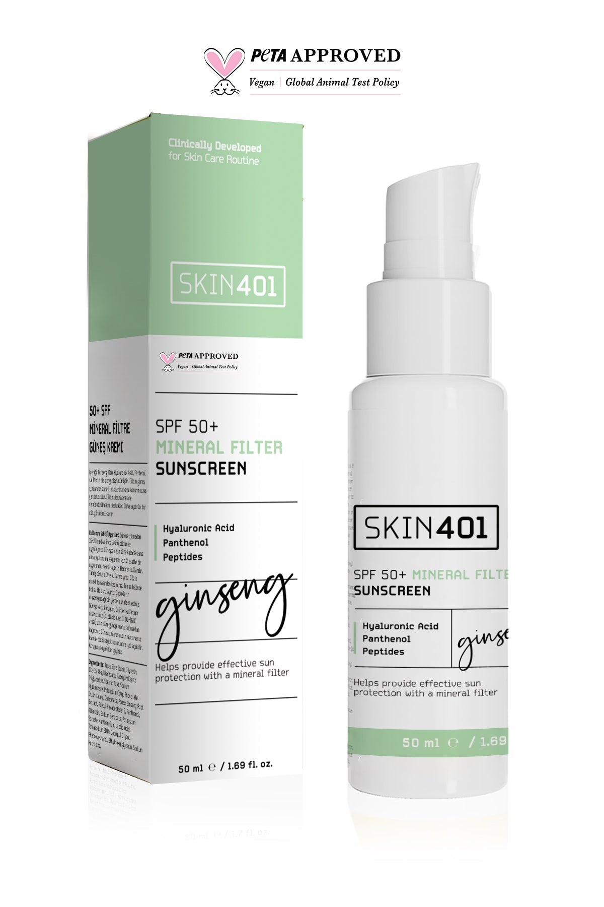 Skin401 SPF 50+ Mineral Filter Sunscreen Mineral Filtre Güneş Kremi 50 ml - Flavuscom