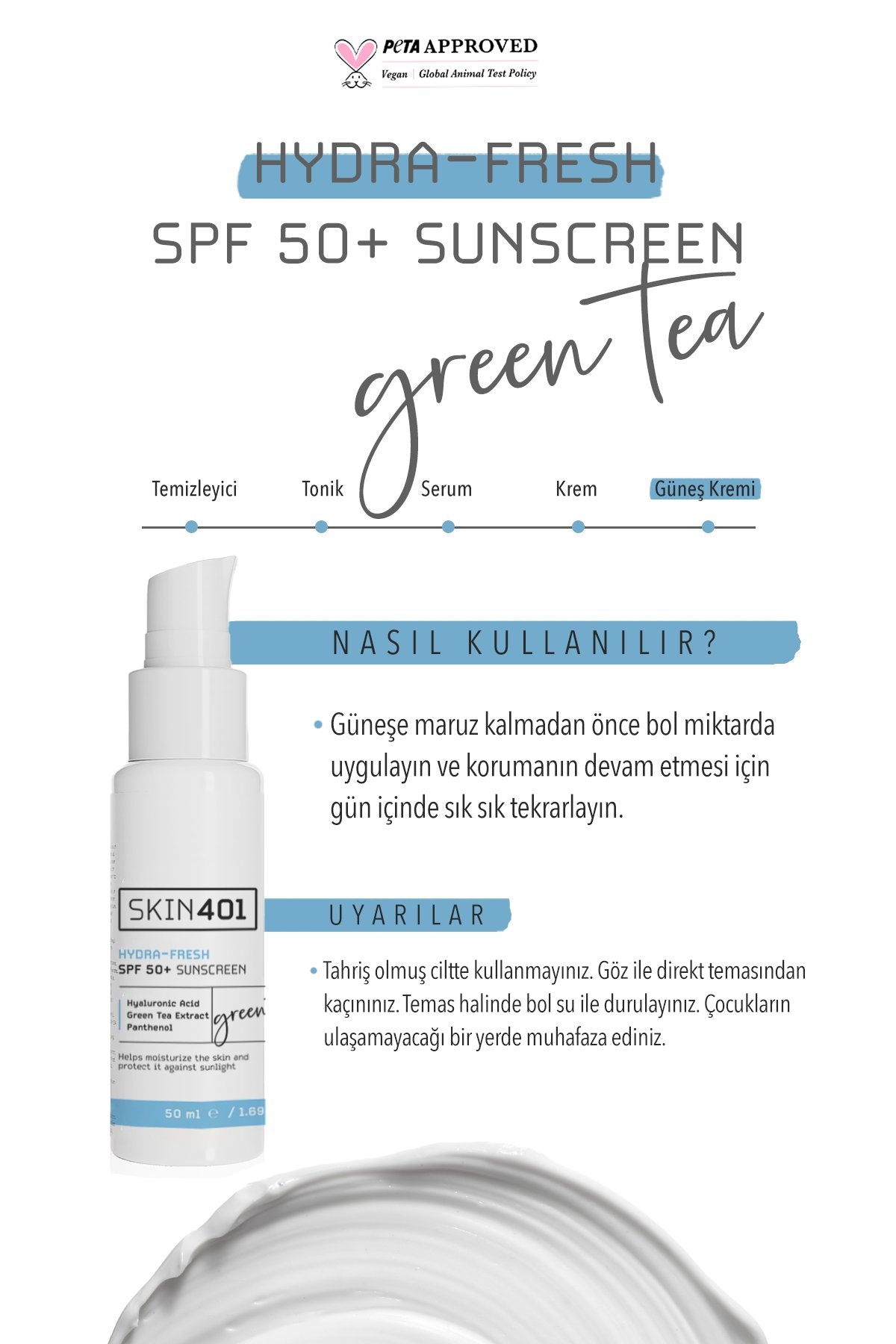 Skin401 SPF50+ Hydra-Fresh Sunscreen Nemlendirici & Tazeleyici Güneş Kremi 50 ml - Flavuscom