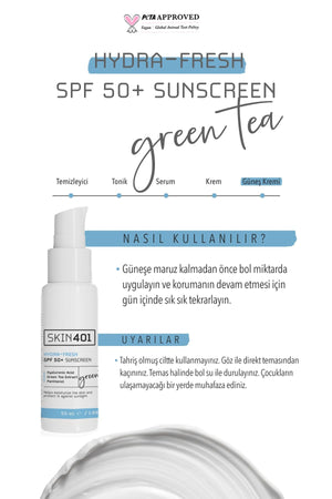 Skin401 SPF50+ Hydra-Fresh Sunscreen Nemlendirici & Tazeleyici Güneş Kremi 50 ml - Flavuscom