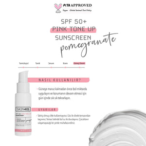 Skin401 SPF50+ Pink Tone Up Sunscreen Pembe Ton Eşitleyici Güneş Kremi 50 ml - Flavuscom