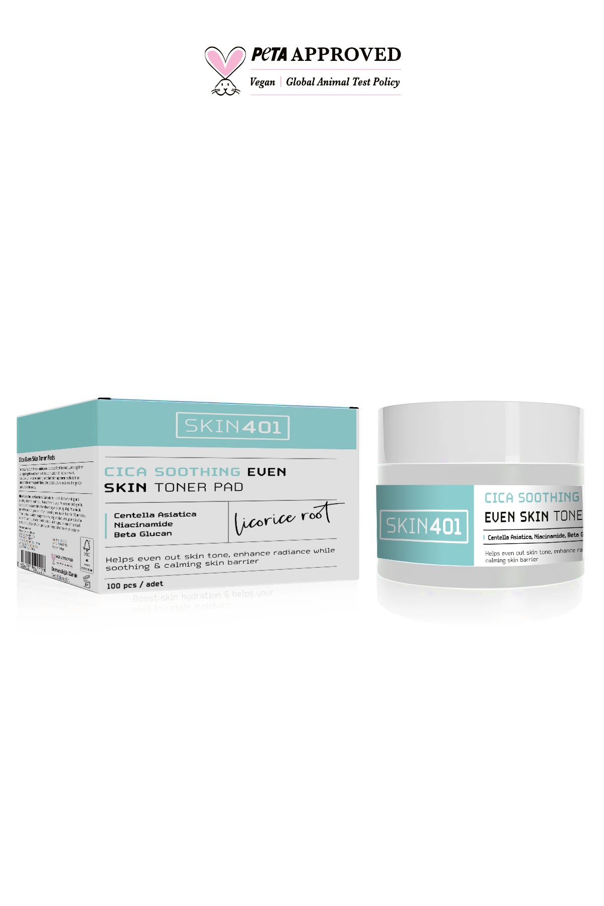 Skin401 Cica Yatıştırıcı Aydınlatıcı Tonik Pad 100 Adet