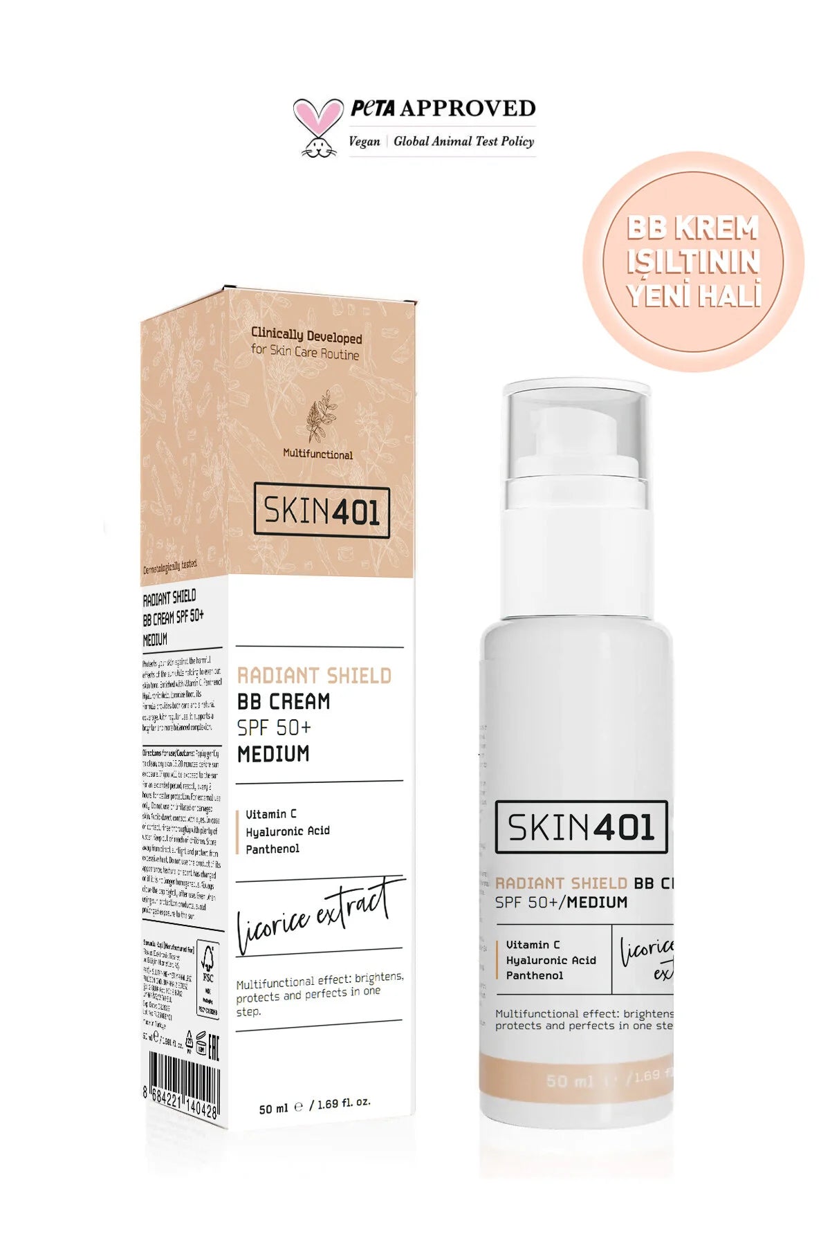 Multi-Fonksiyonel Aydınlatıcı BB Krem SPF 50+ / Orta Cilt Tonu 50ml (Medium Tone)