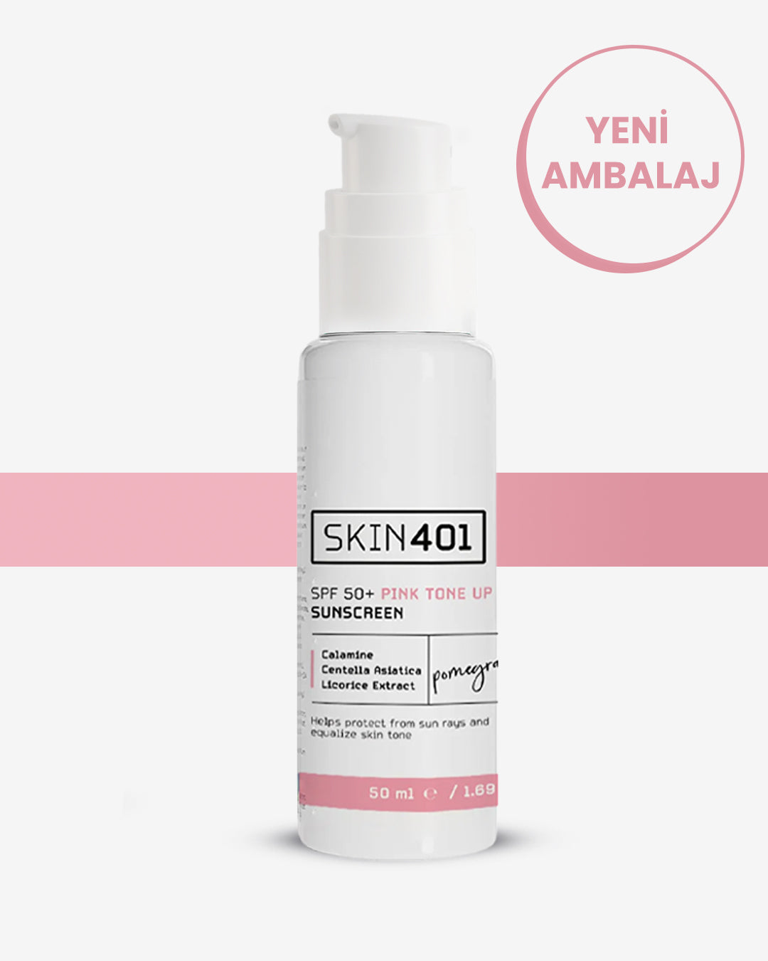 Skin401 SPF50+ Pink Tone Up Sunscreen Pembe Ton Eşitleyici Güneş Kremi 50 ml