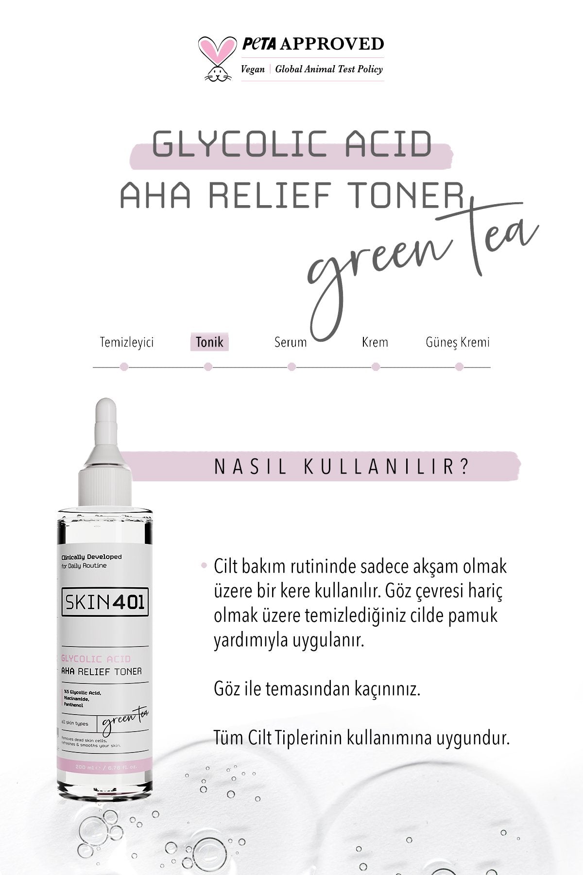 Skin401 %5 Glycolic Acid AHA Relief Toner 200 ml - Flavuscom