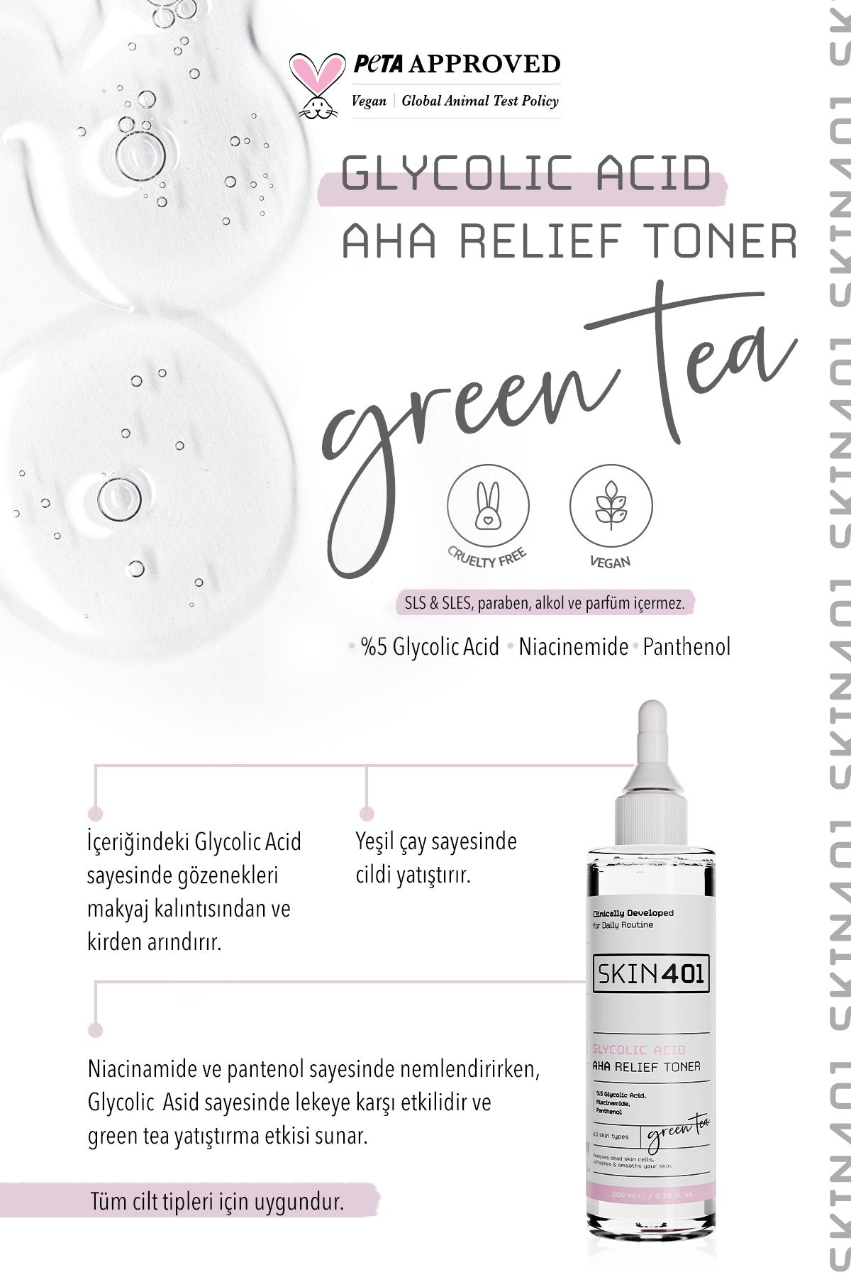 Skin401 %5 Glycolic Acid AHA Relief Toner 200 ml - Flavuscom