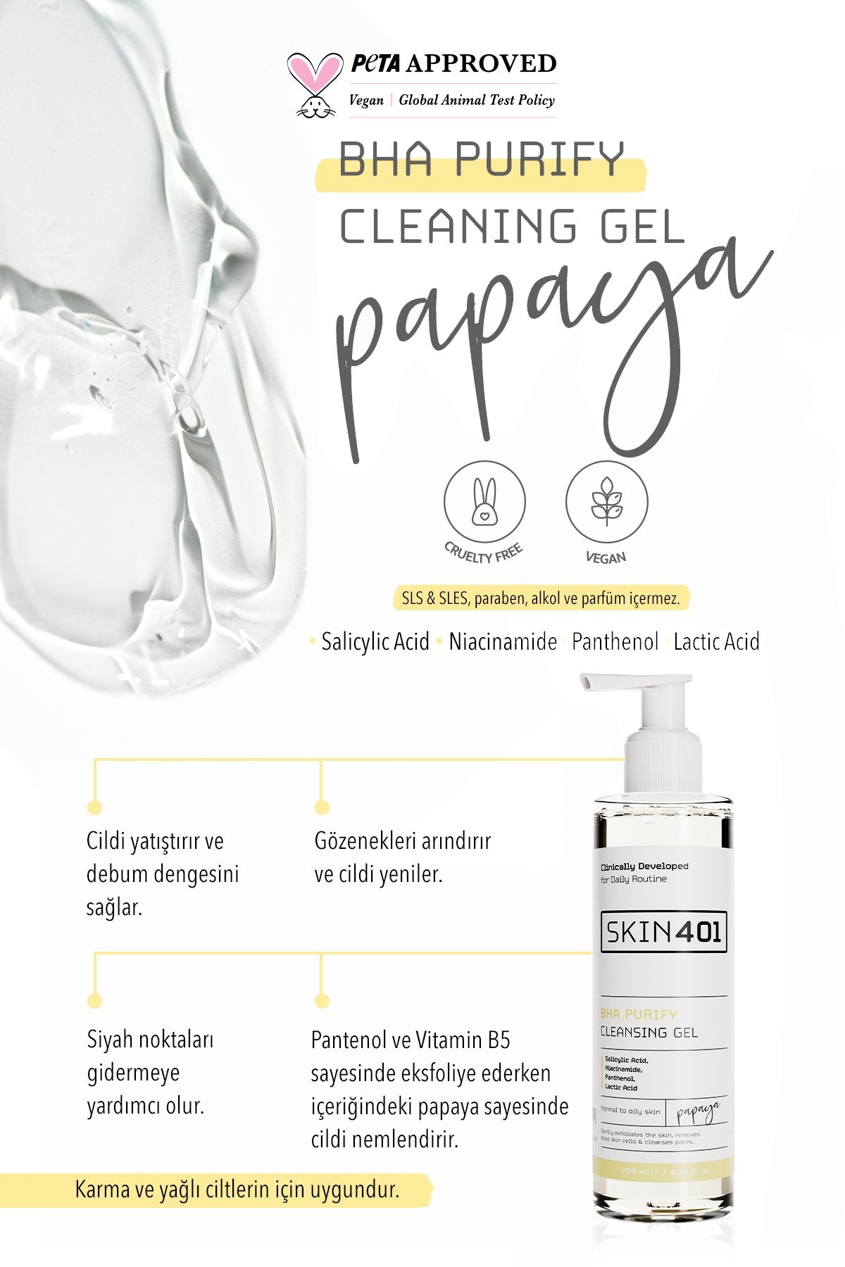 Skin401 BHA Purify Cleansing Gel 200 ml - Flavuscom