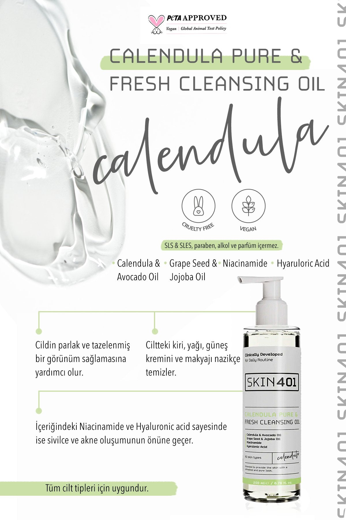 Skin401 Calendula Pure & Fresh Cleansing Oil 200 ml - Flavuscom