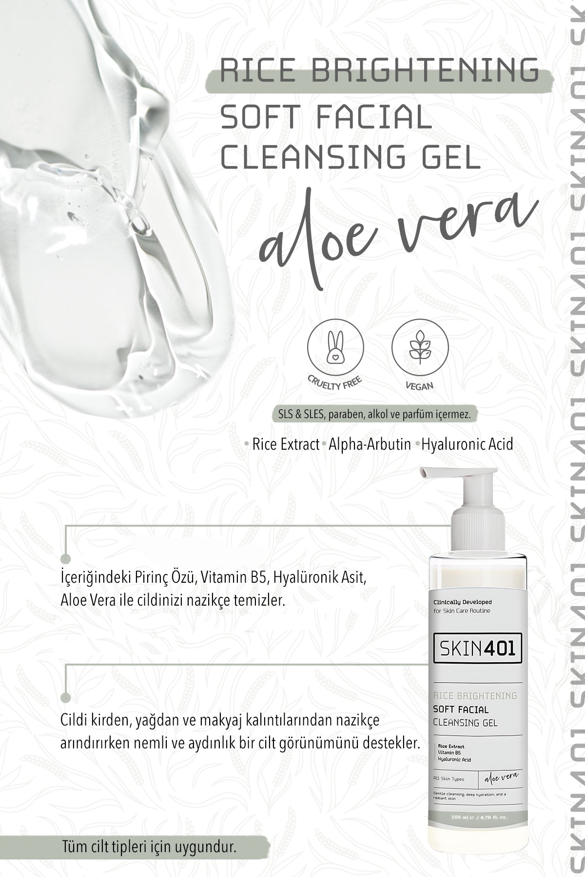 SKIN401 Rice Brightening Soft Facial Cleansing Gel 200ml