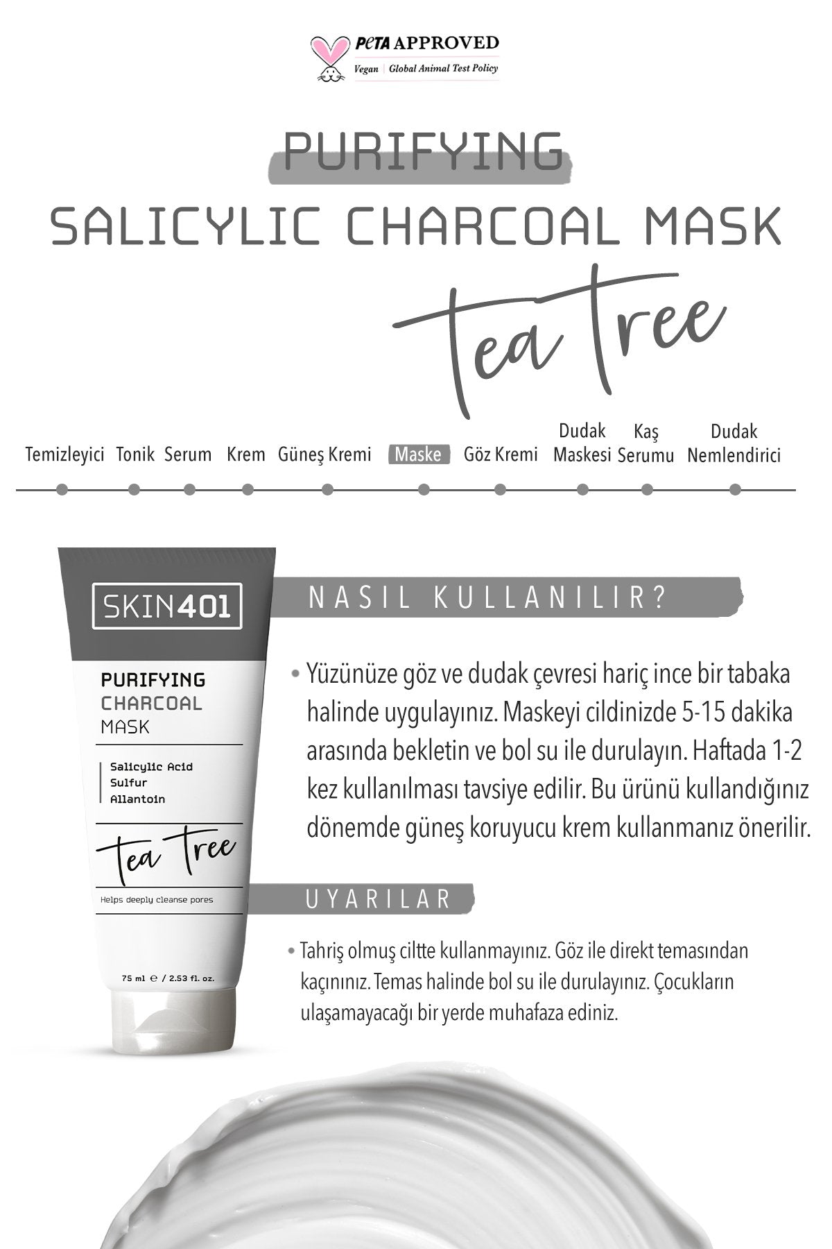 Skin401 Purifying Salicylic Charchoal Mask 75ml - Flavuscom